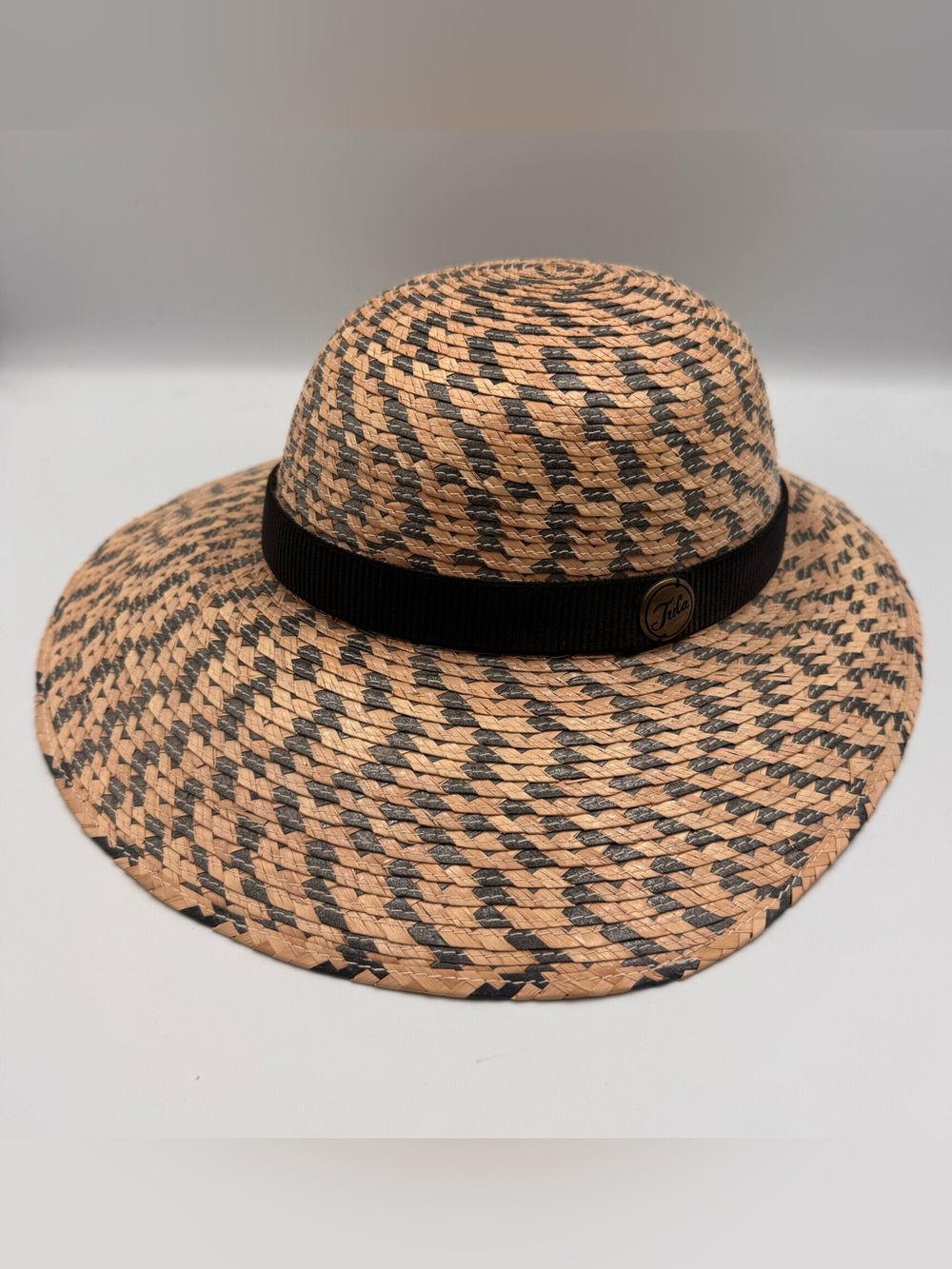 Tula Tan and Black Woven Straw Sun Hats